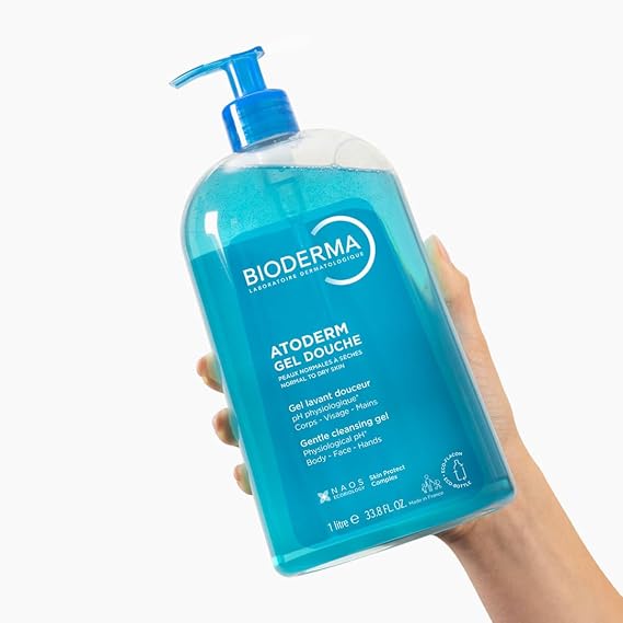 Bioderma Atoderm Shower Gel Moisturizing Shower Gel For Family Size Dry Skin Baby Child Adult 1 Lt