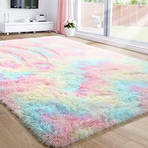 Grass Green Round Rug for Bedroom,Fluffy Circle Rug 4'X4' for Kids Room,Furry Carpet for Teen's Room,Shaggy Circular Rug for Nursery Room,Fuzzy Plush Rug for Dorm,Green Carpet,Cute Room Decor for Baby