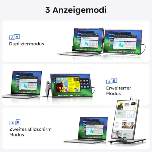 Dopesplay Laptop Bildschirm Erweiterung, 15.6" 1080P IPS Laptop Monitor Erweiterung, Dual Tragbarer Monitor… – Ansicht 6