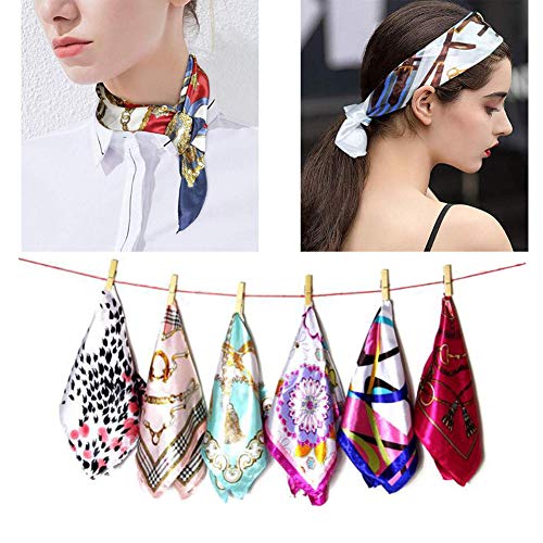 10PCS Silk Feeling Satin HeadScarf Neck Hair Small Square Scarf Color Random 19.7 * 19.7 inches)3