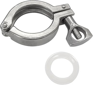 Stainless Steel 304 Single Pin Heavy Duty Sanitary Tri Clamp with Wing Nut and Silicone Gasket for Ferrule TC 1.5"