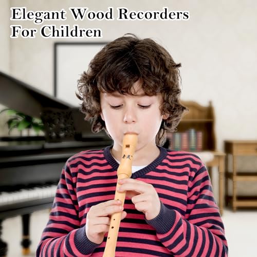 Fentar Blockflöte Holz, C-Sopran Blockflöte Deutsche Griffweise, Flöte Kinder aus Premium Ahornholz, 8-Loch Holzblockflöte für Kinder Erwachsene Anfänger, Exquisit Blockflöte mit Wischerstab Korkfett