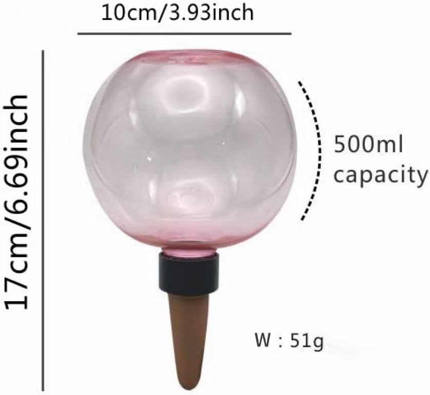 Komorebi Large Plant Watering Ball 17.6 oz- Top-Fill-Self Water Planter Indoor/Outdoor Plastic Slow-Release Water Ball Terracotta for Plants (4, Transparent)