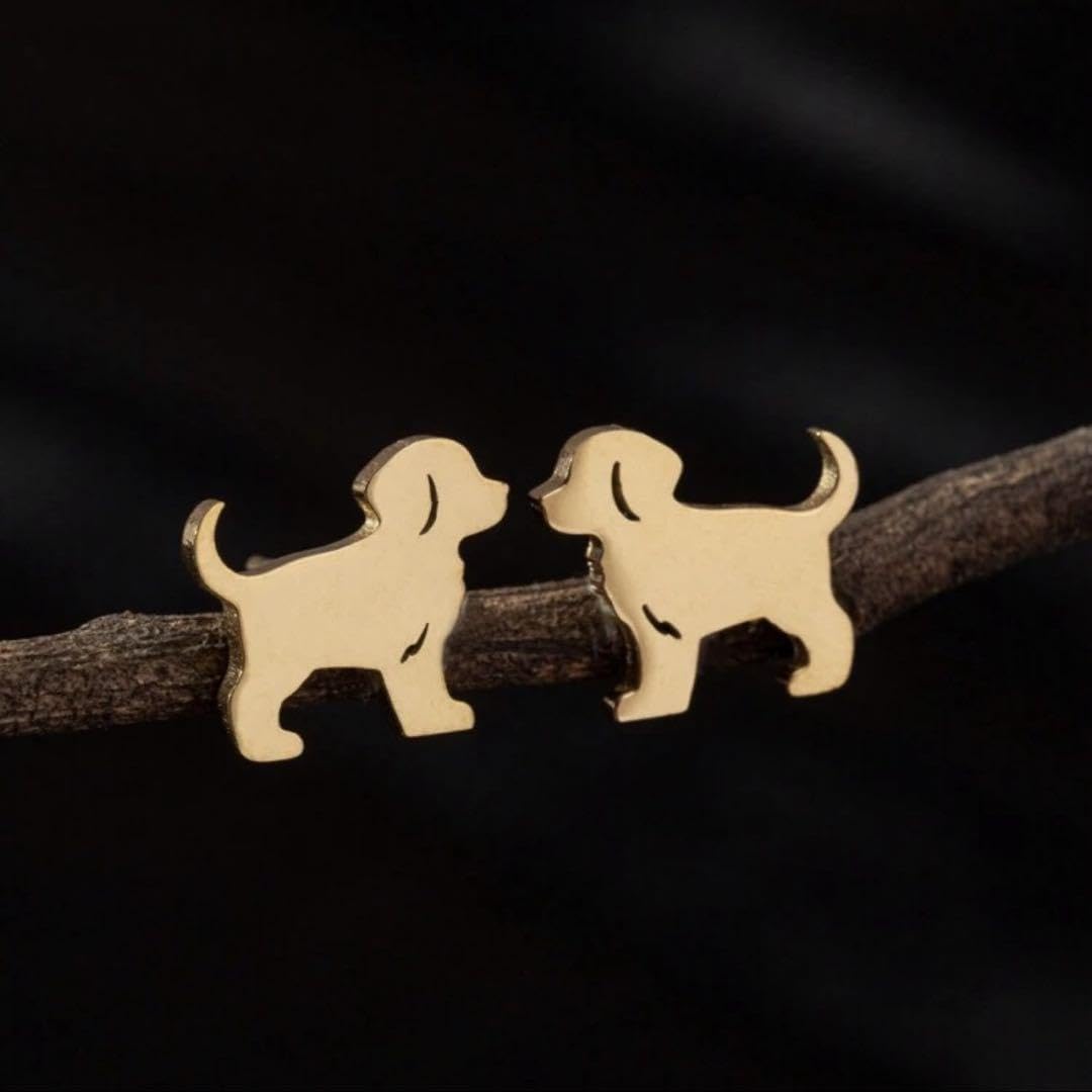 Amazon.co.jp: ピアス 犬 ゴールデンレトリバー 立ち姿 ゴールド 