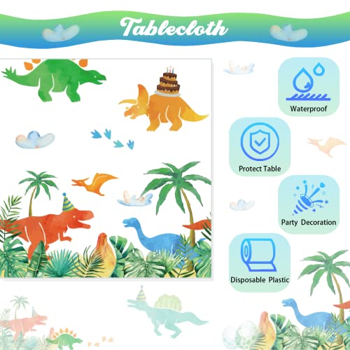 Hombae 3Pcs Watercolor Dinosaur Table Cover For Birthday, Dinosaur Birthday Party Supplies, Dinosaur Party Favors, Disposable Plastic Waterproof Table Cloths For Boys & Girls Dinosaur Baby Shower #TOP3
