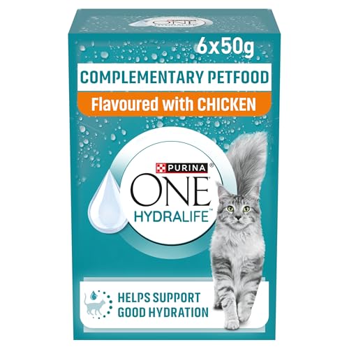 Purina ONE Hydralife cat hydration drink | for adult cats | flavoured with chicken | 6 x 50g pack of 8