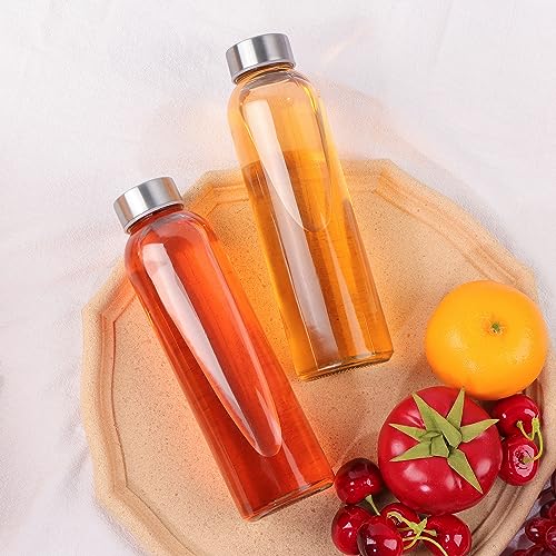 12 Pack Glass Water Bottles, 16oz Clear Glass Bottles with Stainless Steel Lids, Reusable Glass Drink Bottles with Caps for Juicing, Smoothies, Tea, Water, Beverages - Image 6