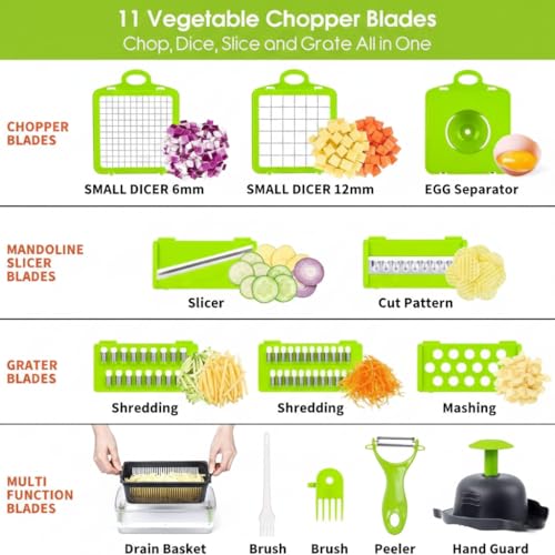 14-in-1 Vegetable Chopper with Container & Interchangeable Blades – Veggie & Onion Chopper, Food Dicer, Mandoline Slicer for Kitchen, Vegetable Slicer for Fast Meal Prep by Generic - Image 3