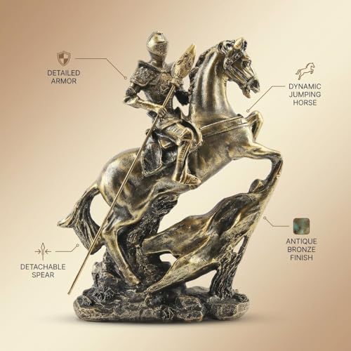 Estatua de caballero dorado 11.4 pulgadas miniatura 2