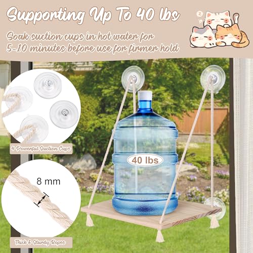 MCEAST Poleiro De Janela Para Gatos Com Cama Acolchoada, Cobertor Fofo, 4 Ventosas Fortes, Prateleir