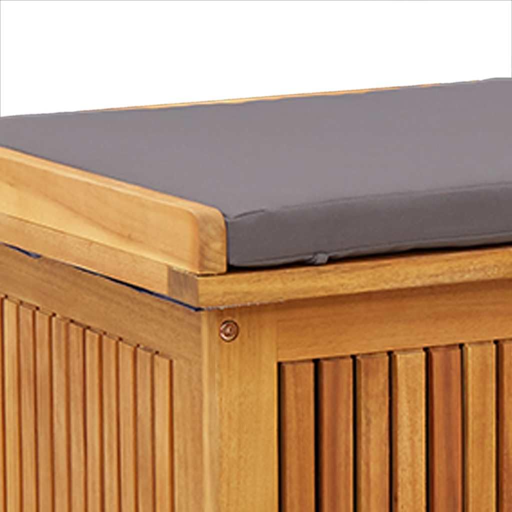 Boîte de rangement en acacia 113 x 50 x 60,5 cm avec coussin