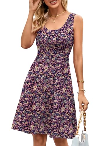 Image of Herou Summer Beach Dresses for Women A Line Sleeveless Tank Dress | Casual,Scoop Neck,Soft,Knee Length,Breathable