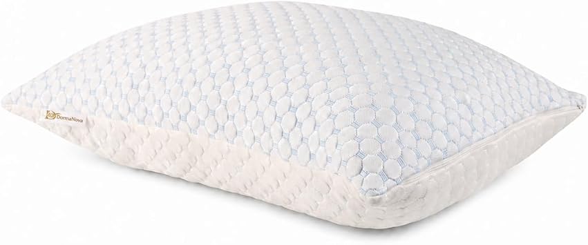 Adjustable Cooling Memory Foam Pillow for Side, Back & Stomach Sleepers Shredded Gel Foam & Fiber Blend with Extra Fill Bag Luxury Neck & Shoulder Support Pillow