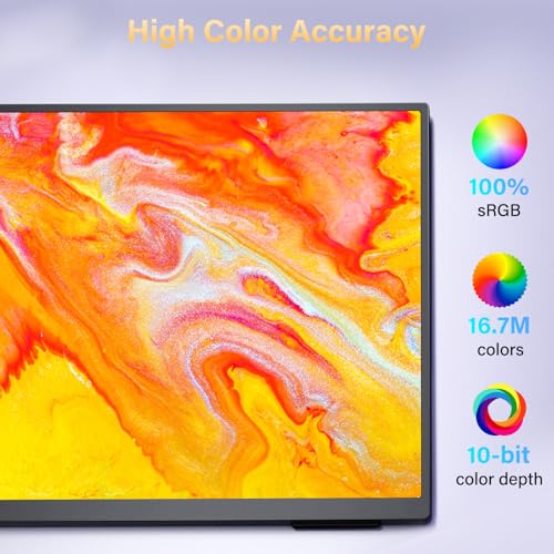 MOMODS 18.5 Inch Portable Monitor, 120Hz 1080P FHD 100% sRGB USB-C HDMI Portable Travel Second Screen Monitor for Laptop, Portable Display with Smart Cover, VESA Compatible - Image 3