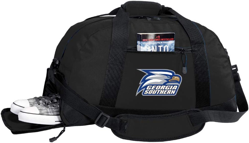 Georgia Southern Duffel Bag - GS Eagles Logo Suitcase or Gym Bags w/SHOE POCKET (Royal)