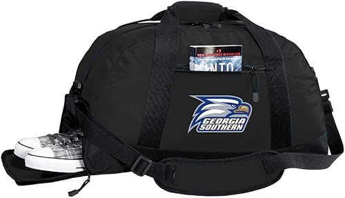 Georgia Southern - Maleta o bolsa de gimnasio con logotipo de GS Eagles con bolsillo para zapatos, Negro -, Bolsa de lona Georgia Southern