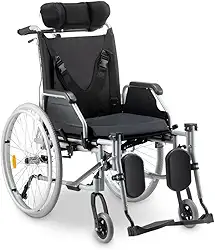 Cadeira de Rodas D700 T48 Reclinável em Alumínio Dobrável até 130 Kg Dellamed