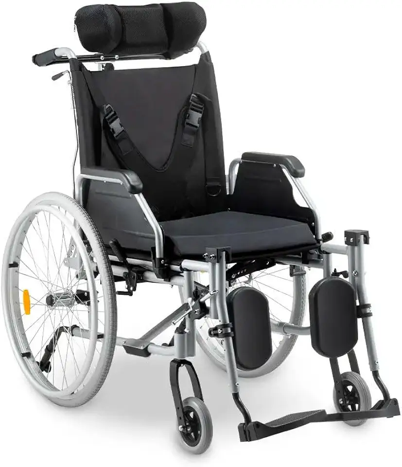 Cadeira de Rodas D700 T44 Reclinável em Alumínio Dobrável até 130 Kg Dellamed