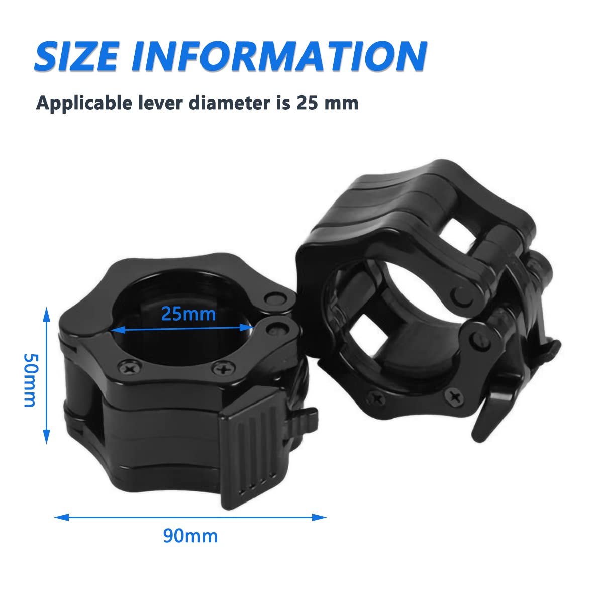 2 Morsetti Per Bilanciere Con Sgancio Rapido - In ABS, Per Sollevamento Pesi, Palestra E CrossFit - Nero - Foto 2