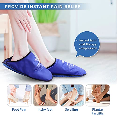 Hilph® Bundle of 2 Pack Gel Ice Slippers + Ankle Ice Wrap with 2 Gel Packs2