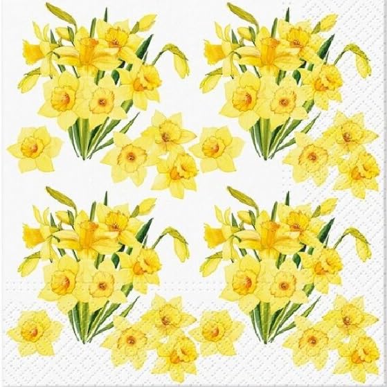 Set of 2 Paper LUNCH Decoupage Napkins Spring Daffodils Flowers Garden For Needlework Perfect For Birthday Holiday Wedding Cocktail Projects Premium Quality Exquisite Designs