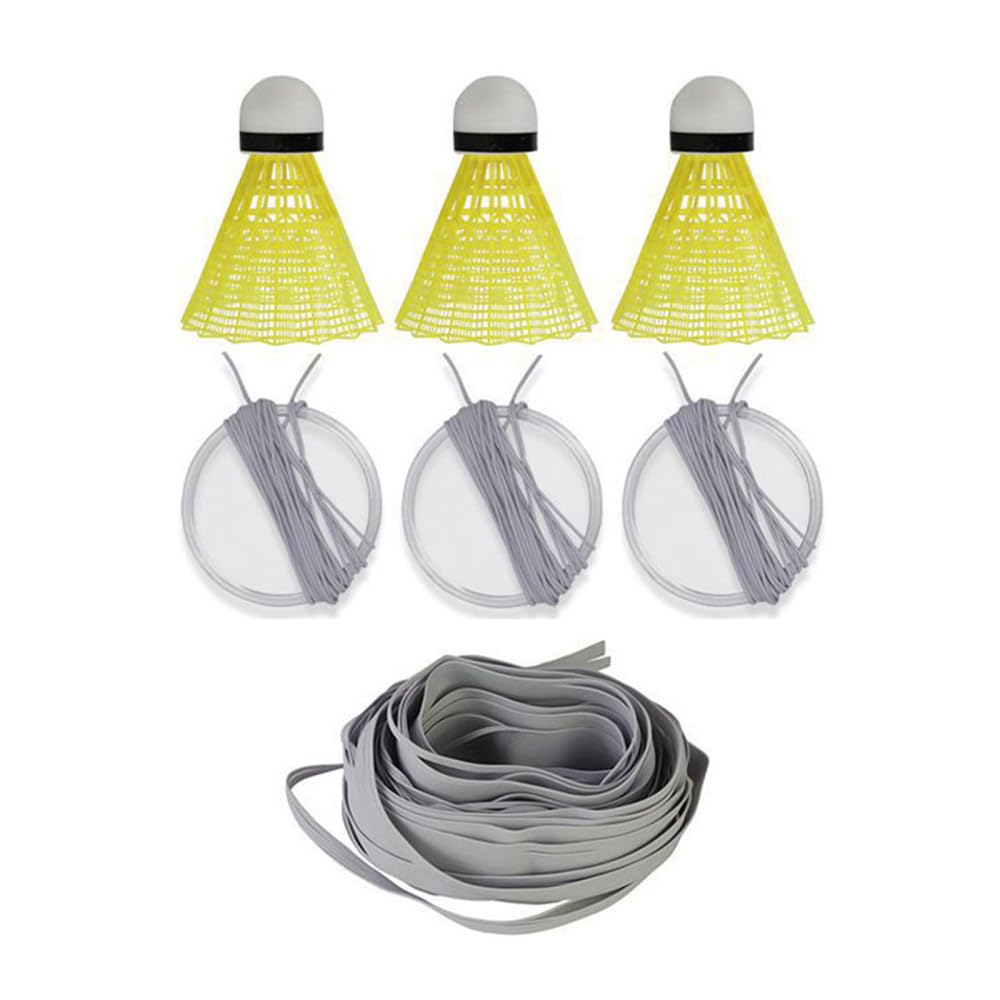 Badminton Self Training Kits, Lighting Badminton Rebound Trainer with Elastic Cords & Hooks Badminton Training Tool for Outdoor Indoor Practice in Dark