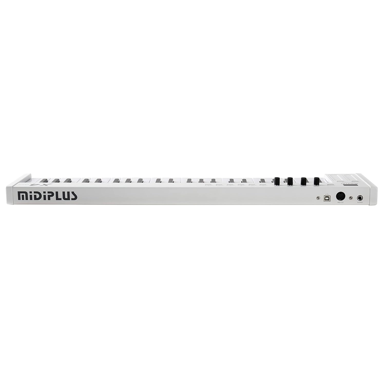 Midiplus X4 mini rear panel with USB, MIDI Out, and Sustain pedal ports