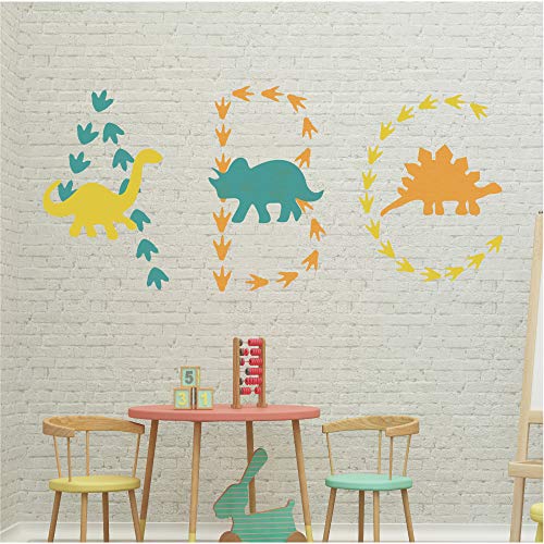 Vinilos decorativos de huellas de dinosaurio para pared miniatura 3