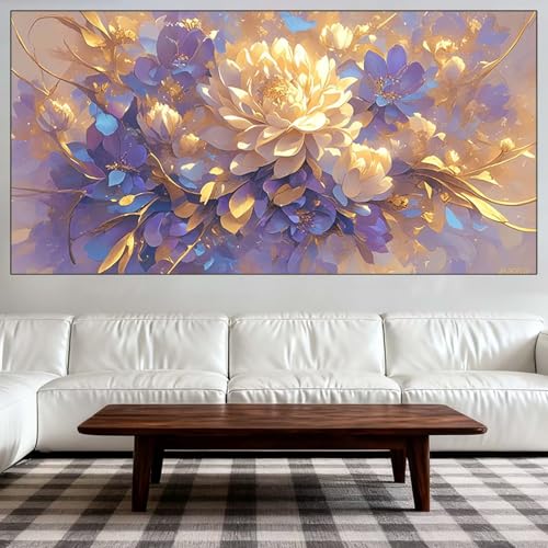 Diamond Painting Kit Completo, Diamond Painting Adultos Grande Tamaño 30x80cm, DIY Flor Pintura de Diamantes, Cuadros con Diamantes Punto de Cruz de Mosaico, Decoración de Hogar Salón (Retro) QL-682