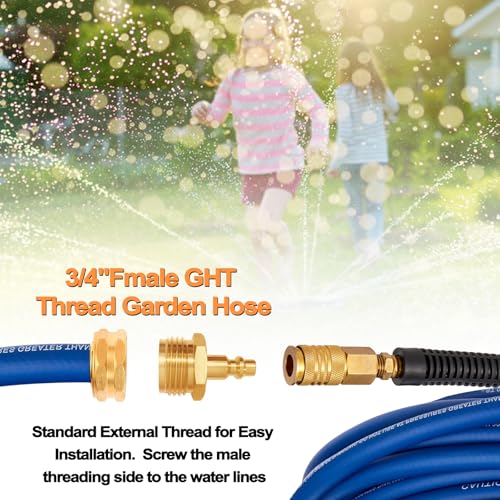 Image of RV Blowout Plug for Winterization, Brass Air Compressor Quick Connect Plug, 1 /4 inch Quick Connect Adapter, Fits 3 /4 inch Garden Hose Thread 36143 (1 pc)