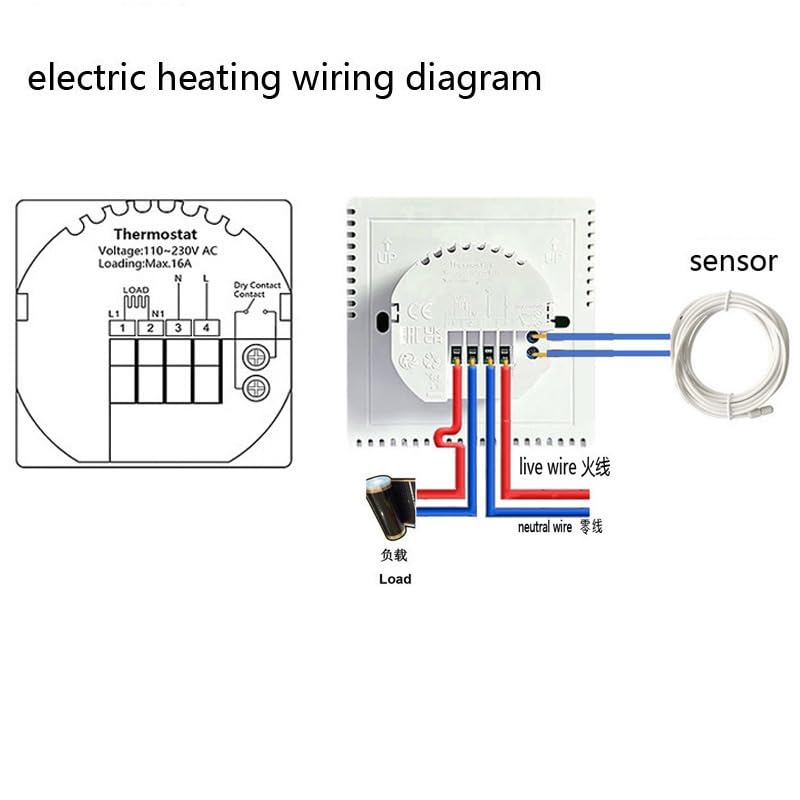 Zigbee Thermostat intelligent pour chauffage électrique au sol, programmable, économie d'énergie, application et commande vocale et télécommande, hub requis, fonctionne avec Alexa, 16 A.