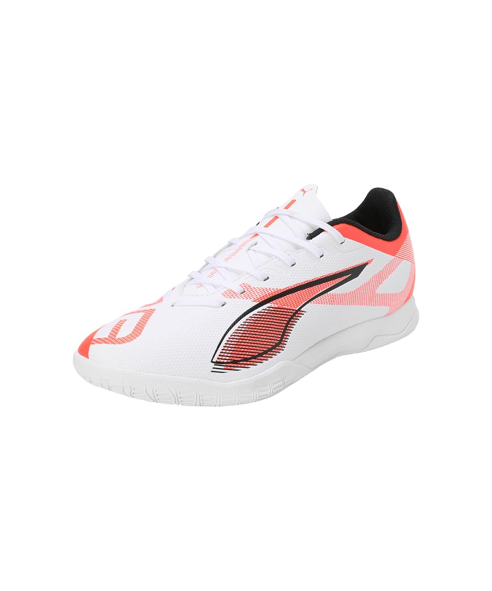 PUMA Unisex Ultra 5 Play IT Soccer Shoe, White Black-Glowing RED, 10.5 UK