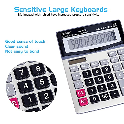 Desktop Calculator, Ebristar Standard Function Business Basic Financial Calculator With Large Display And Button, Battery And Solar Dual Power Accounting Calculator For Students Home And Office #TOP1