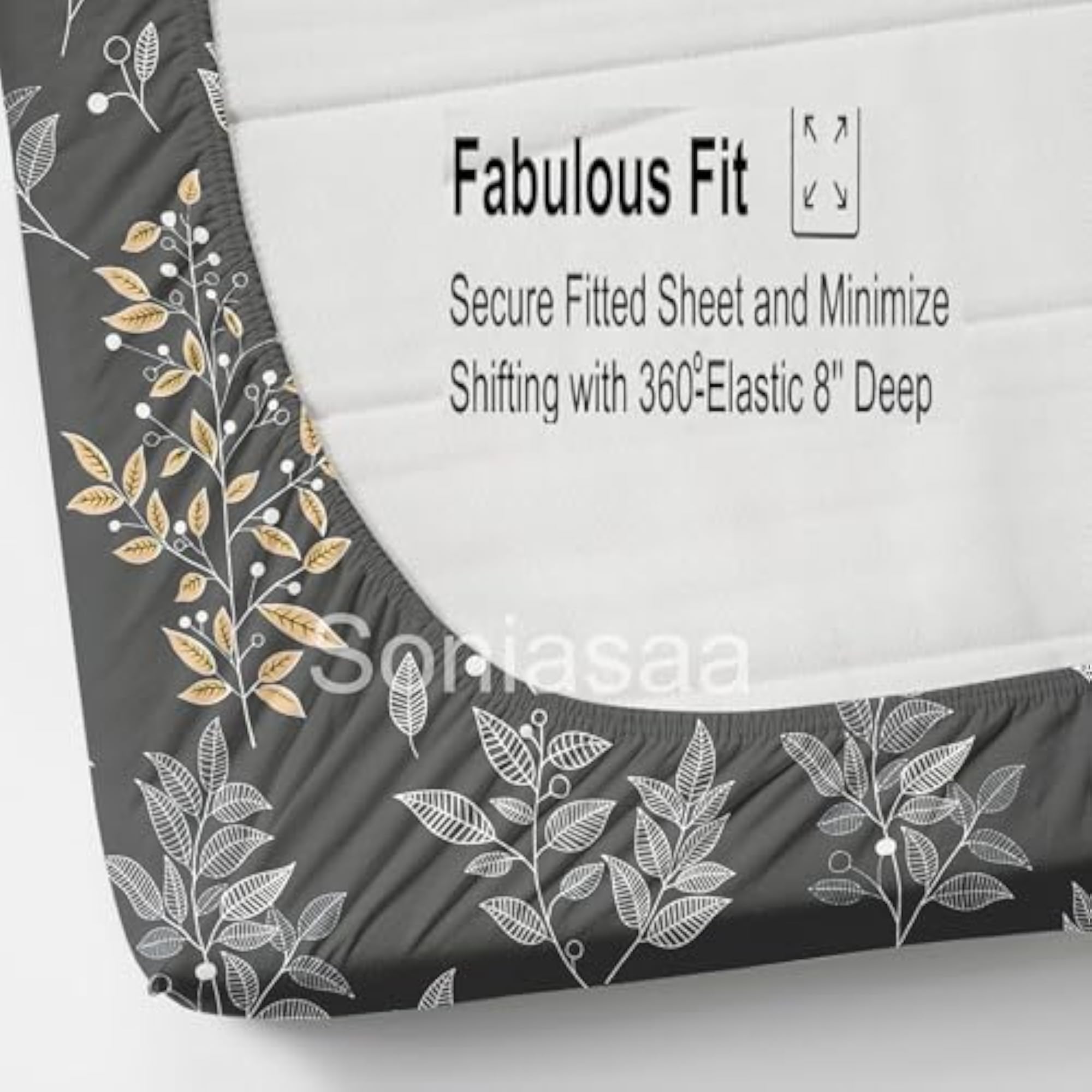 255 TC Glace-Cotton Fitted Bedsheet for King Size Bed