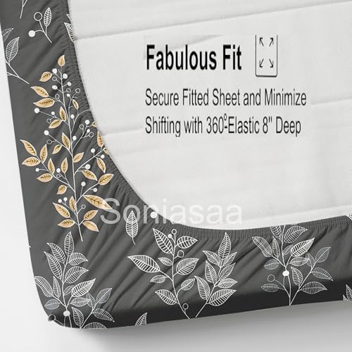 Image of 202 TC Cotton Feel All Around Elastic Fitted Bedsheet, Elastic Fitted Bedsheet Single Size Bedsheet for Single Bed with 1 Pillow Cover, Size - 72 x 36 x 8 Inch Color