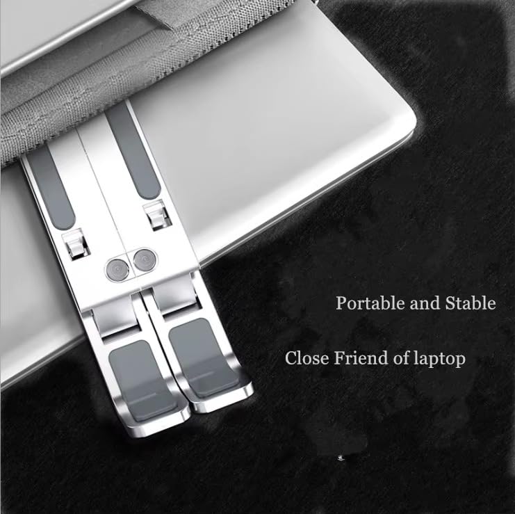 Image of Adjustable Laptop Stand with Aluminum Build & Anti-Slip Silicone Rubber Pads | Portable Foldable Ergonomic Riser for Laptop & Other Devices | Ideal for Home or Office Desk Setup
