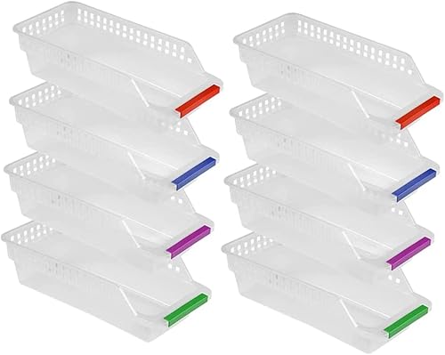 Juego de 8 cubos de almacenamiento para refrigerador, base antideslizante, fácil de usar, divisores para refrigerador, cocina, contenedores de