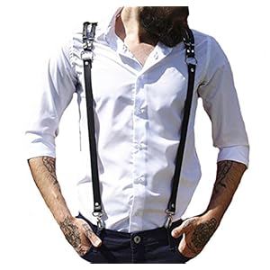 liaoheng uk mannen zwart lederen borst half lichaam harnas riem verstelbare gesp riemen clubwear kostuum