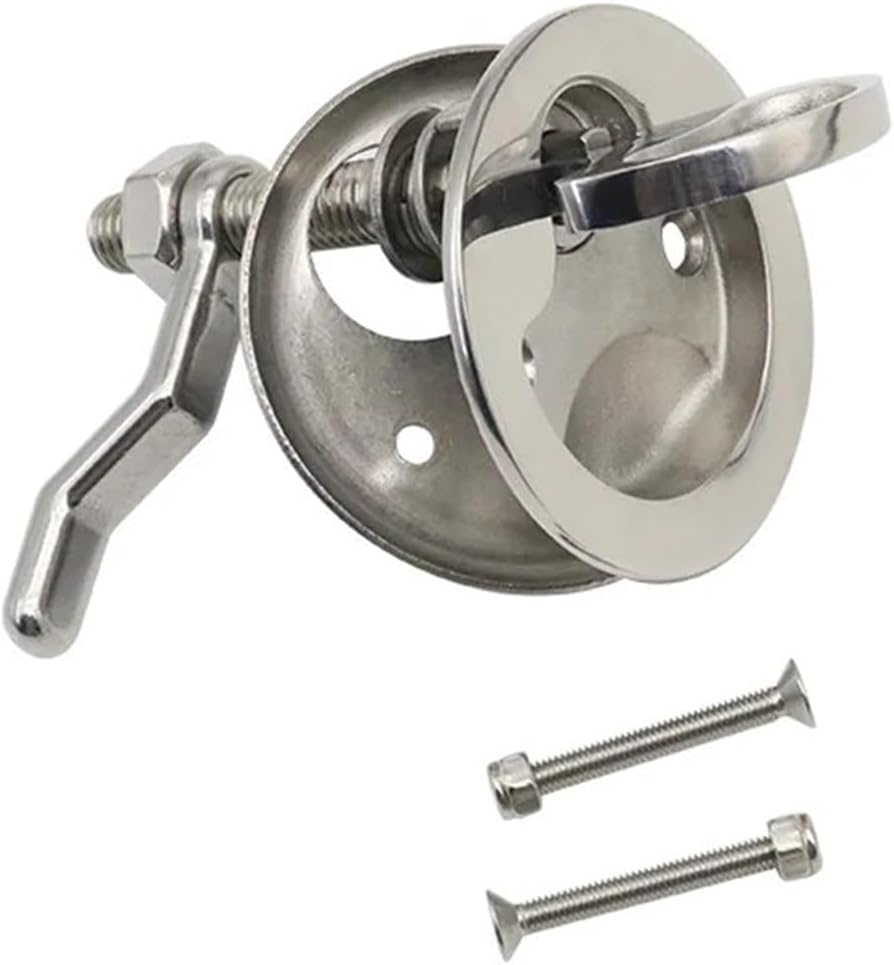 XG095-026(025) 316 Stainless Steel Handle Rotating Pull Ring Door Lock 1Pcs