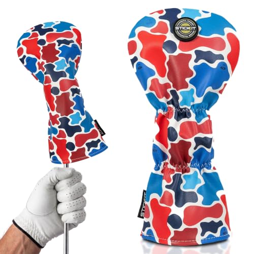 STICKIT Magnetic Driver Golf Headcover - Universal Fit - Red, White, Blue