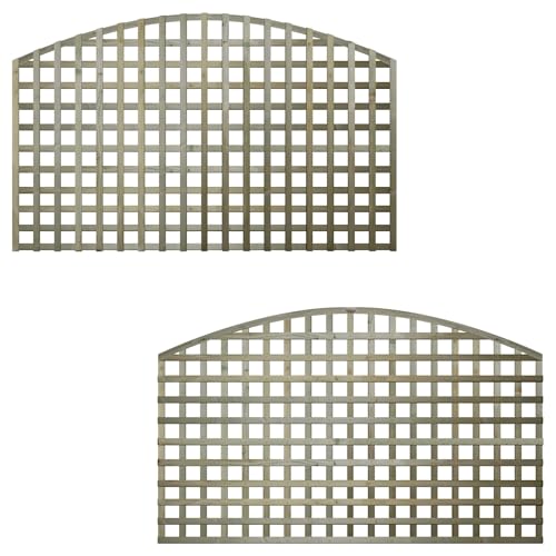 Premier Arch 6x3ft (W: 6ft x H: 3ft) Frameless Rough-Sawn Square Trellis Pressure-Treated Garden Panel with 60-70mm Privacy Squares Fence Topper/Wall Art Width 1828mm x Height: 900mm