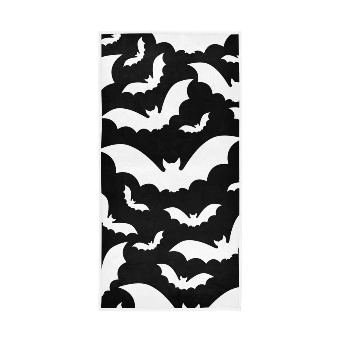 HUYGD Black and White Halloween Bats Soft Bath Towel Absorbent Hand Towels for Bathroom Hotel Gym Spa 30"x15"