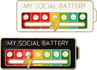 Social Battery Pins, 2 x 7 Days Mood My Social Battery Slide Pins Mood Creative Lapel Pin Fun Enamel Emotional Decorative ... Price In India