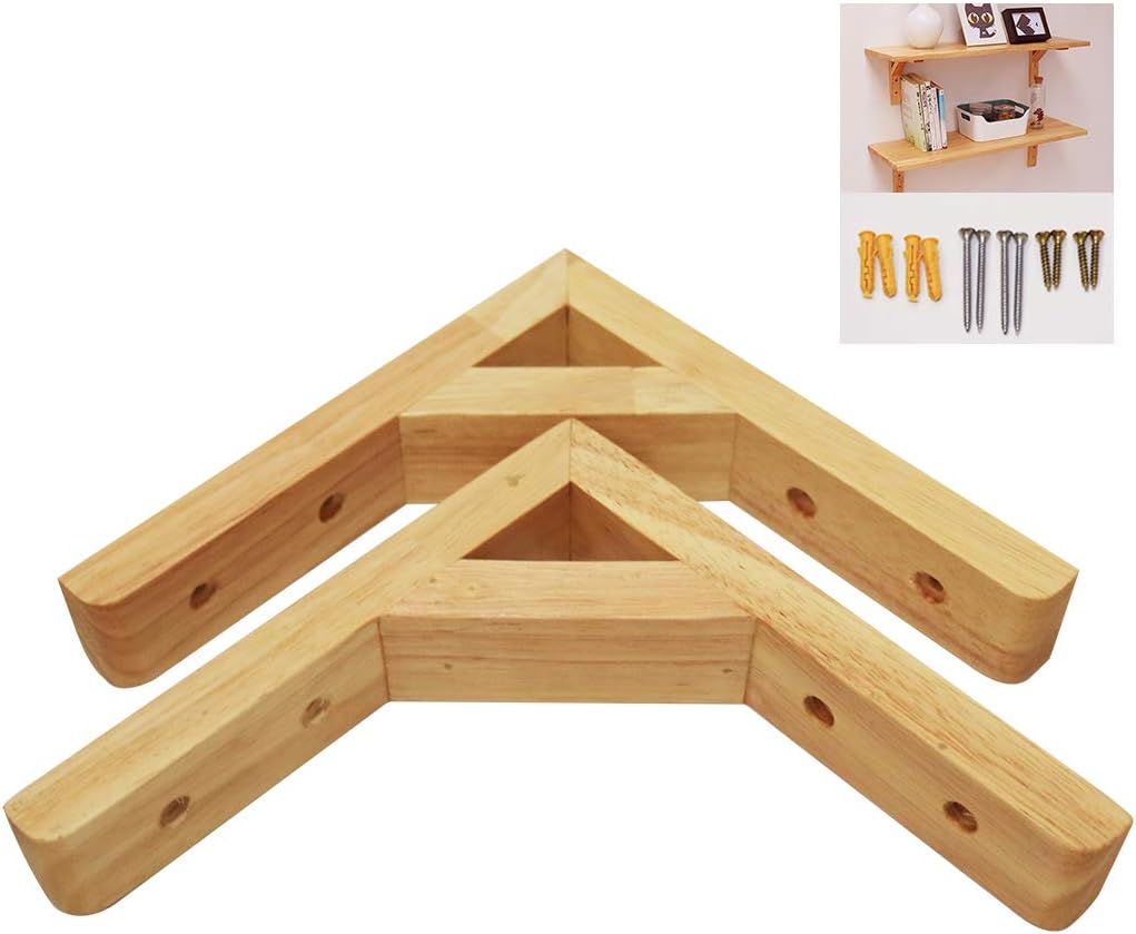 2PCS Triangle Bracket Varnish Surface Wooden Shelf Brackets Solid Pine