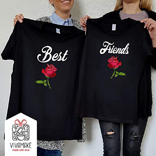 Best Friends, t-shirt per 2 ragazze, con rosa BFF