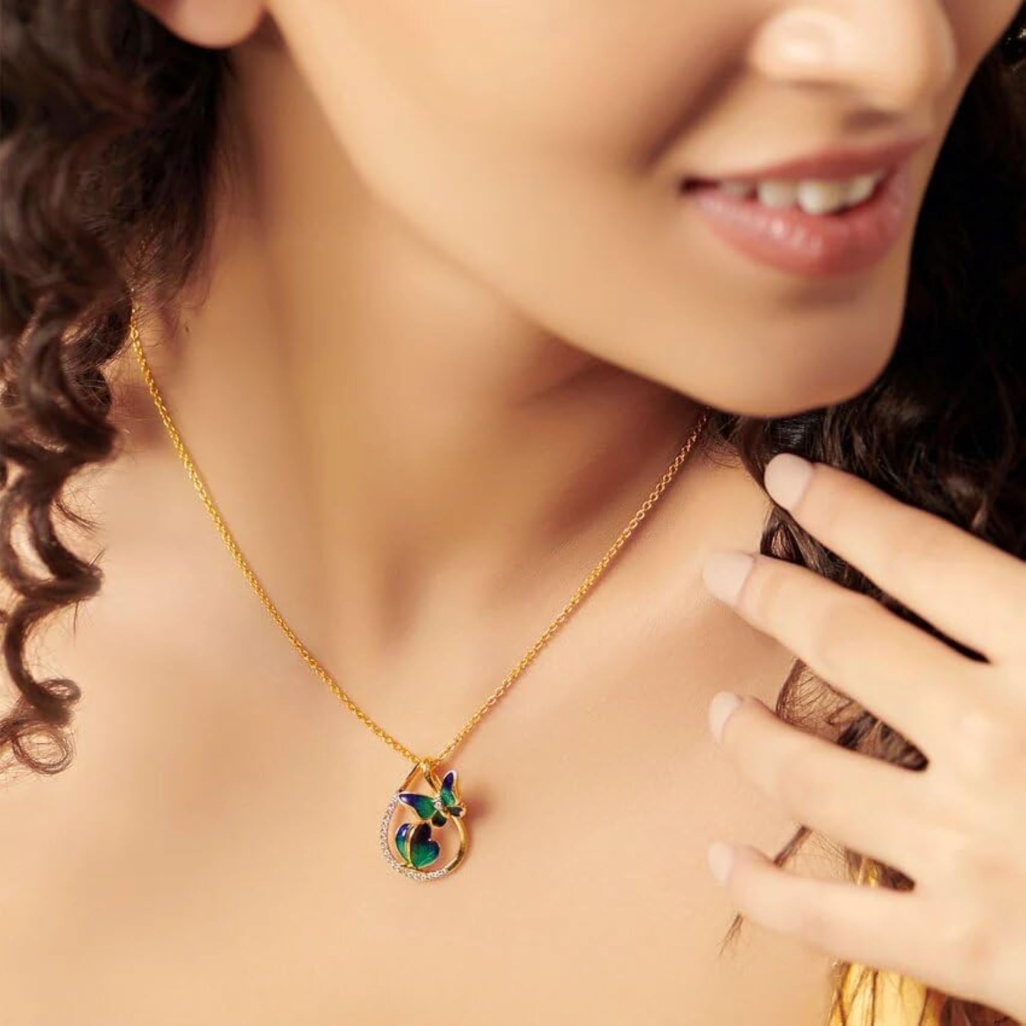 Women's Butterfly Flutter Necklace, 925 Sterling Silver