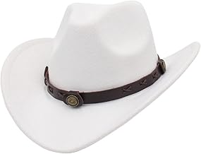 Faringoto Mens Womens Classic Felt Wide Brim Western Cowboy Hat