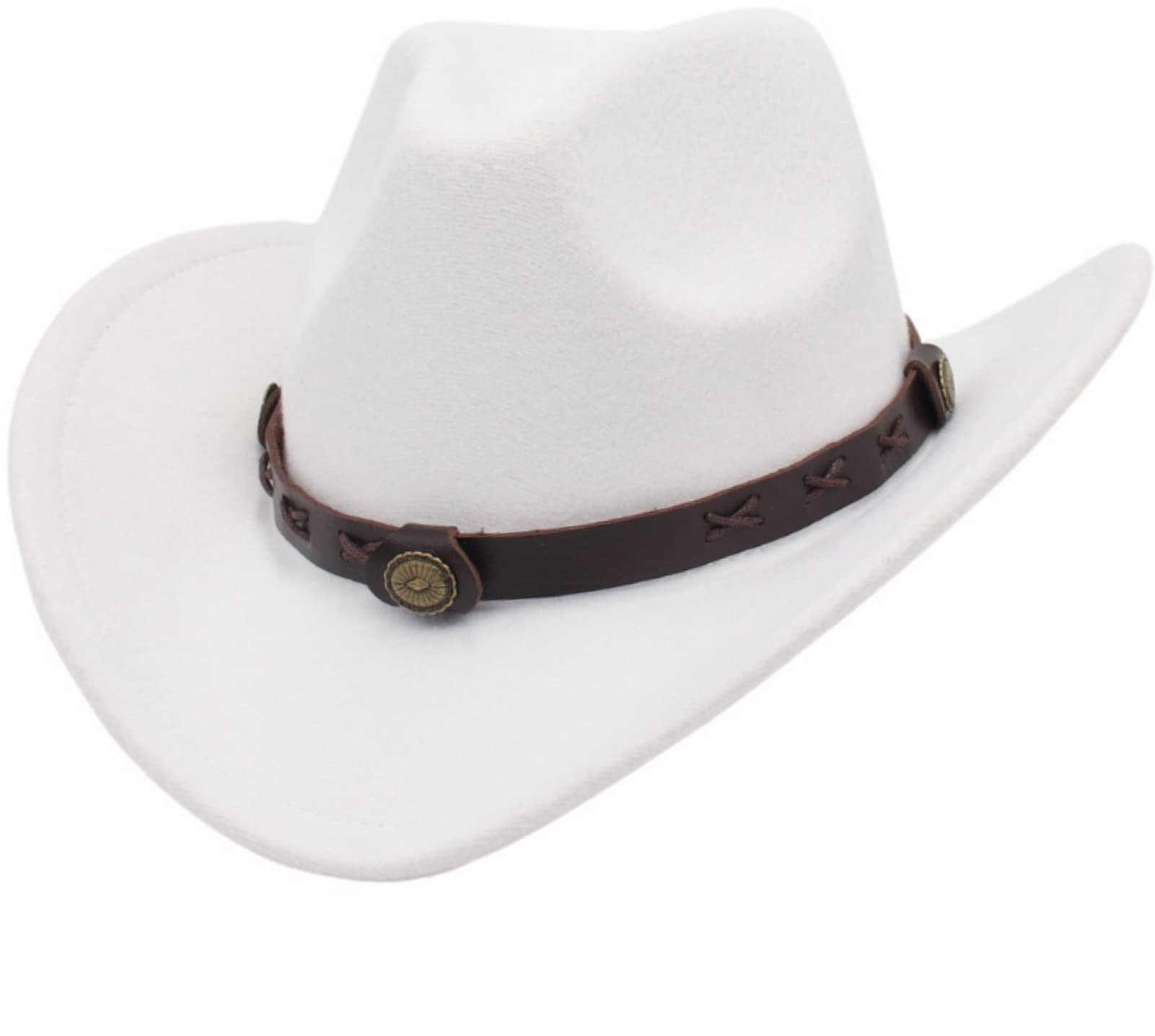 Faringoto Sombrero vaquero clásico de fieltro de ala ancha para hombre y mujer, sombrero de vaquera occidental