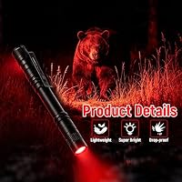LIAISIMI Rotlicht Taschenlampe Mini Rot LED Taschenlampen mit Stift Clip Wasserdichte Taschenlamp Rote Taschenlampe 13cm für Sternenbeobachtung, Nachtsicht, Angeln, Erkundung (2 Pack-Red) – Ansicht 2