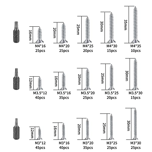 Miniatura 2 de 400 Piezas Juego Surtido De Tornillos Autorroscantes, Tornillos De Cabeza Plana, Tornillos Autorroscantes De Cabeza Torx De Acero Inoxidable, Tornillos Para Madera - M3 M3.5 M4